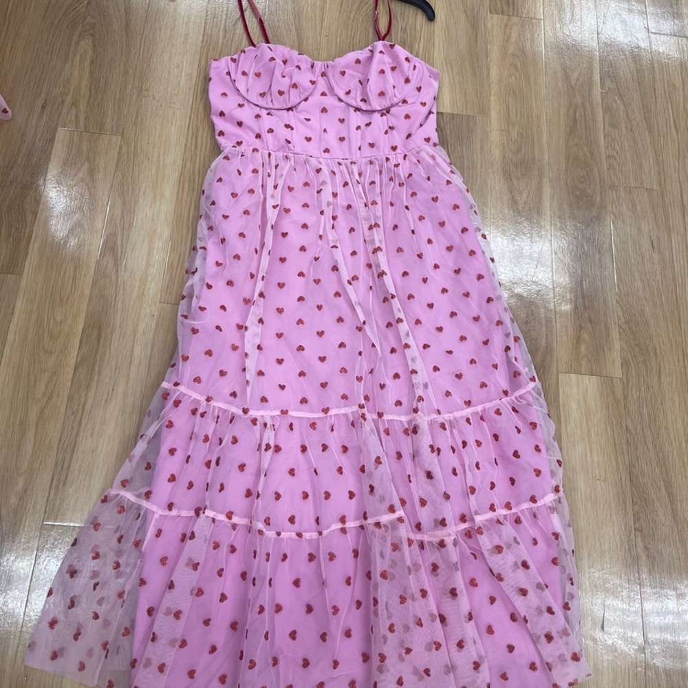 Betsey Johnson Heart Dress metallic heart mesh velvet Size 8